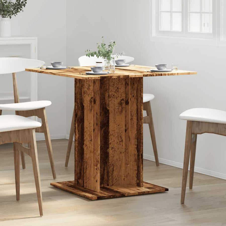 Eettafel 80x80x75 cm bewerkt hout oud houtkleurig