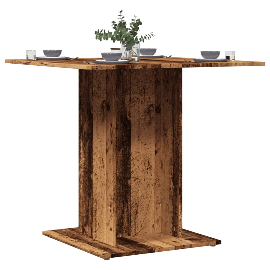 Eettafel 80x80x75 cm bewerkt hout oud houtkleurig