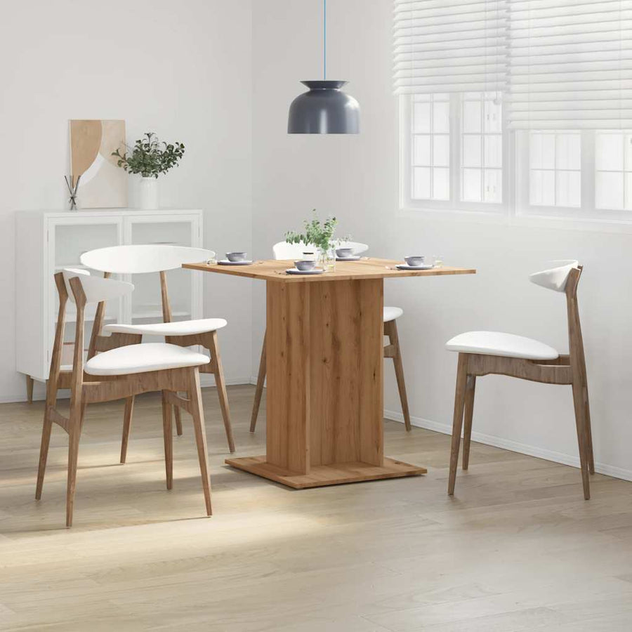 Eettafel 80x80x75 cm bewerkt hout artisanaal eikenkleurig