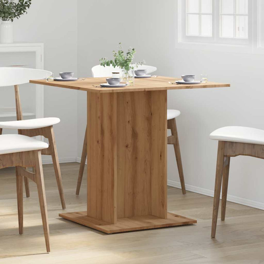 Eettafel 80x80x75 cm bewerkt hout artisanaal eikenkleurig
