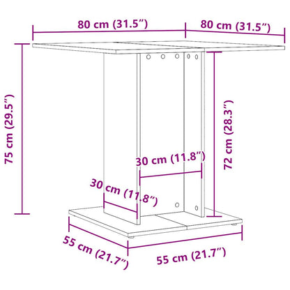 Eettafel 80x80x75 cm bewerkt hout artisanaal eikenkleurig