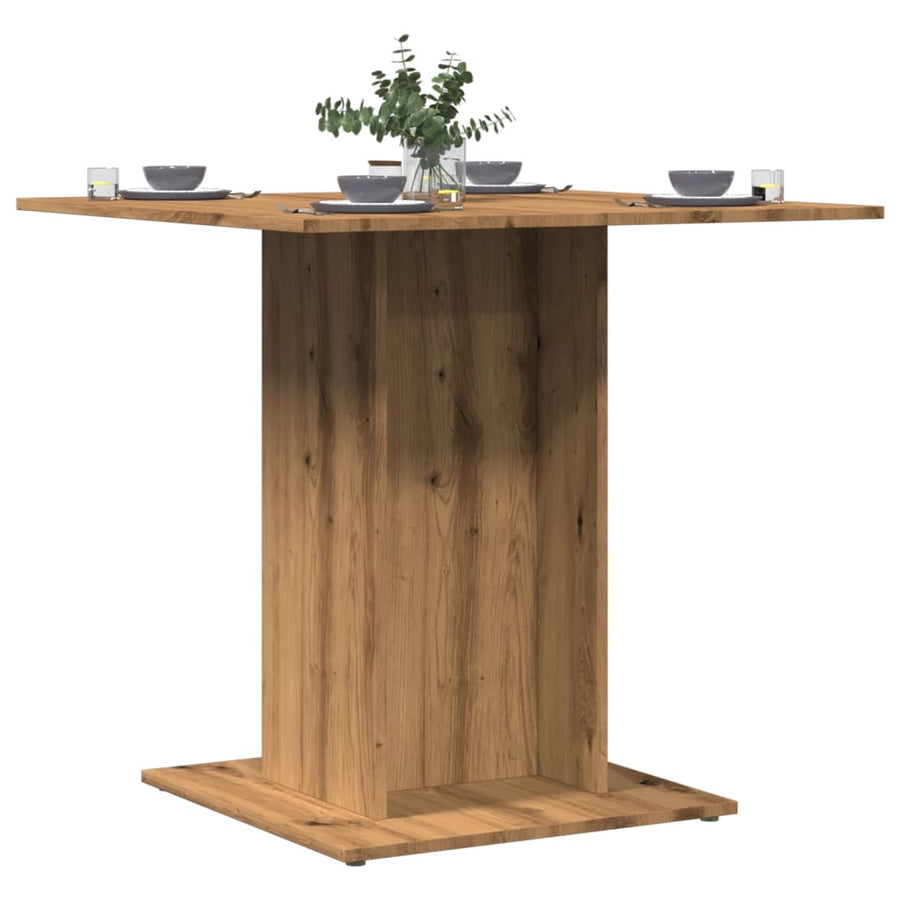 Eettafel 80x80x75 cm bewerkt hout artisanaal eikenkleurig