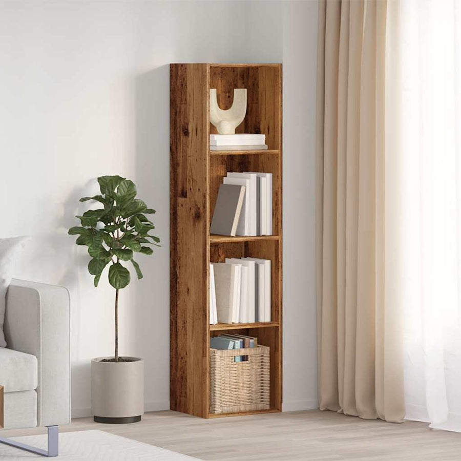Boekenkast/tv-meubel 36x30x143cm bewerkt hout oud houtkleurig