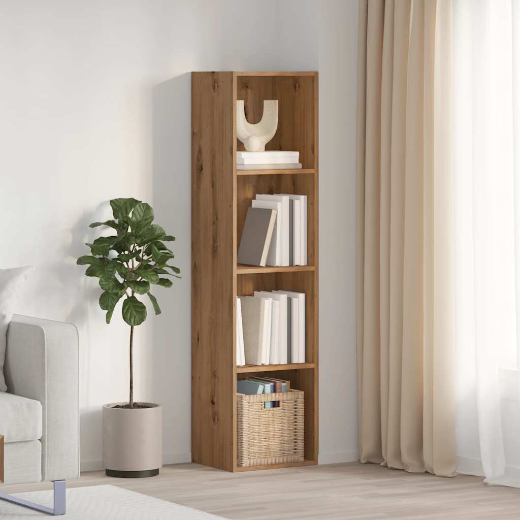Boekenkast/tv-meubel 36x30x143cm bewerkt hout artisanaal eiken