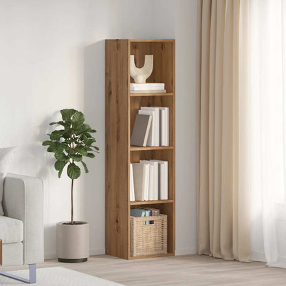Boekenkast/tv-meubel 36x30x143cm bewerkt hout artisanaal eiken