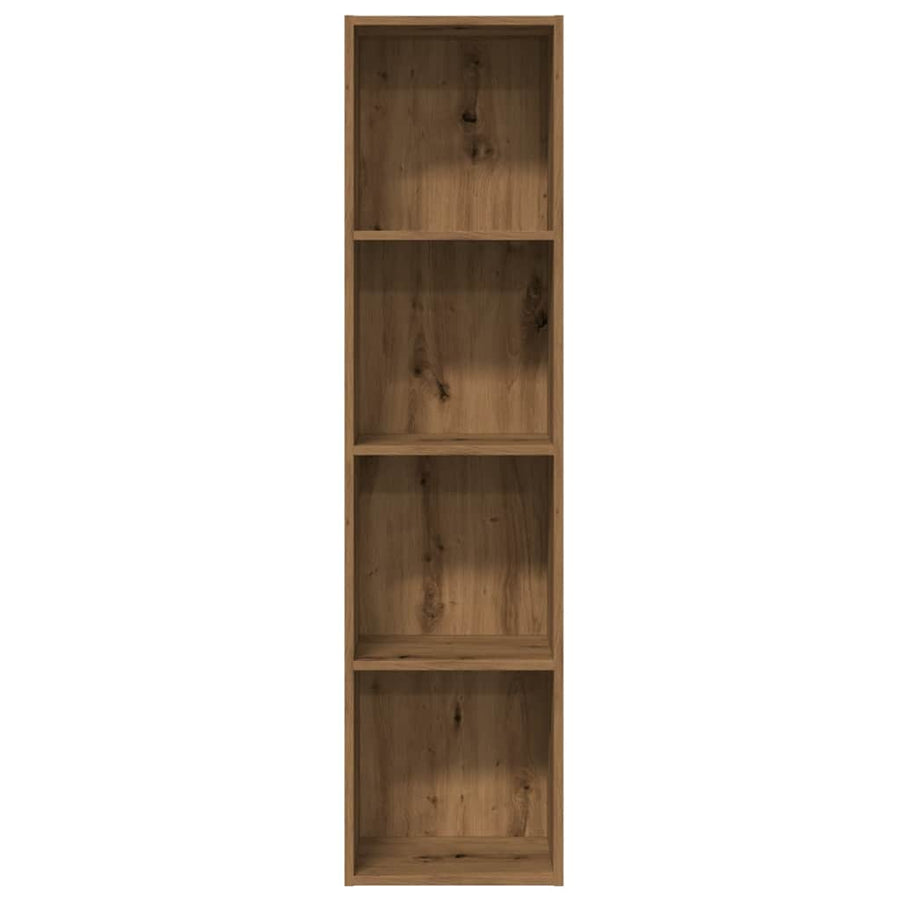 Boekenkast/tv-meubel 36x30x143cm bewerkt hout artisanaal eiken
