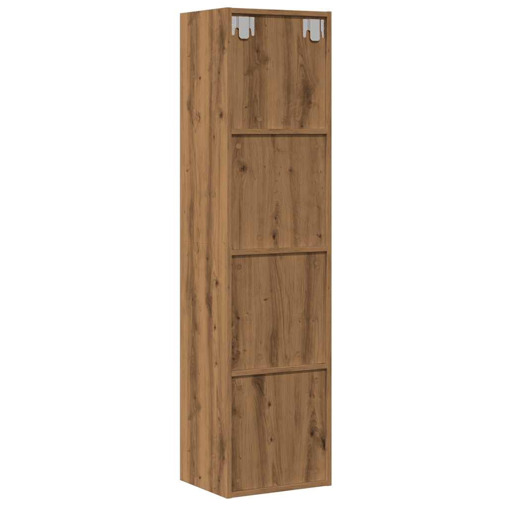 Boekenkast/tv-meubel 36x30x143cm bewerkt hout artisanaal eiken