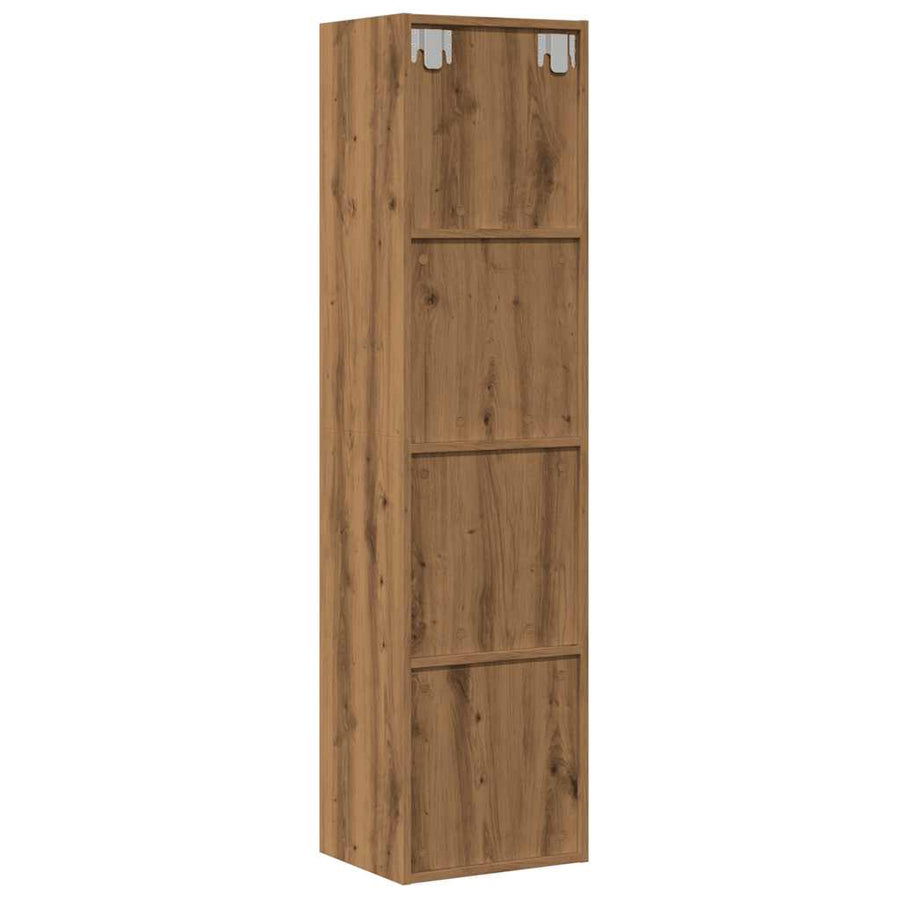 Boekenkast/tv-meubel 36x30x143cm bewerkt hout artisanaal eiken