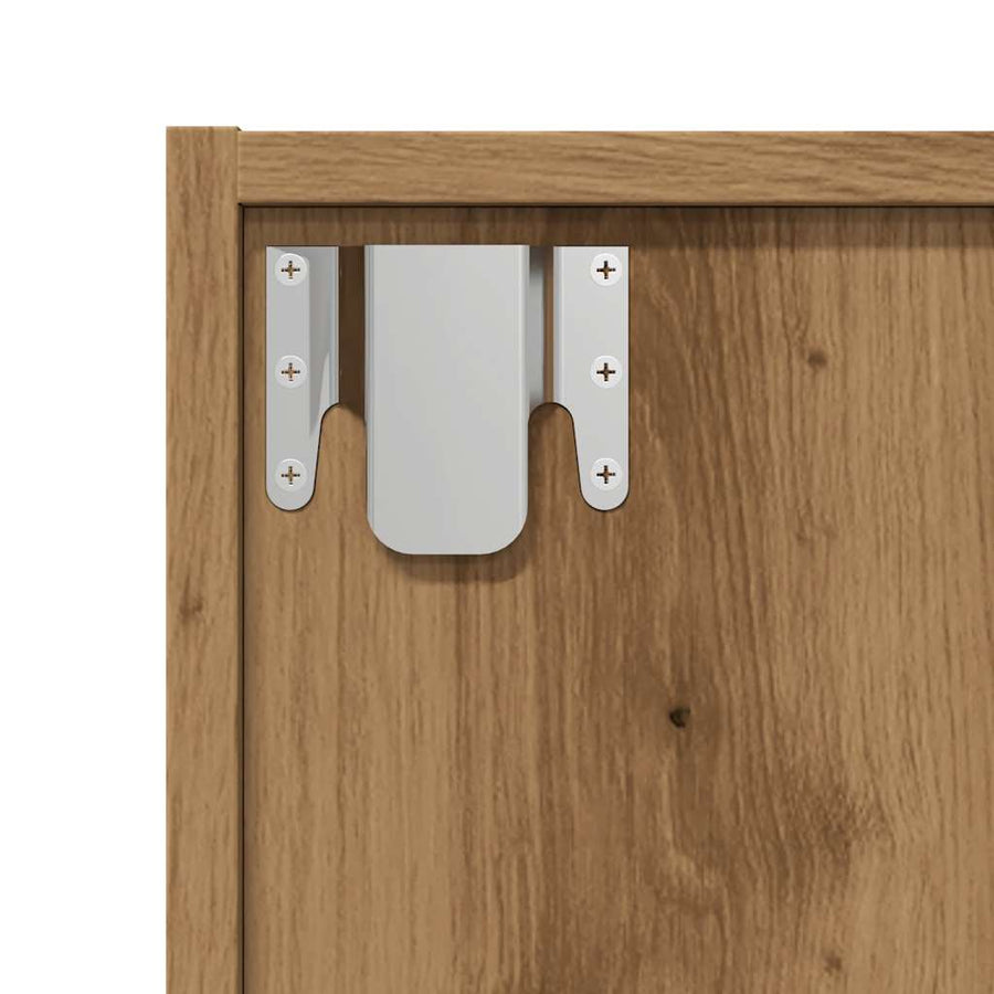Boekenkast/tv-meubel 36x30x143cm bewerkt hout artisanaal eiken