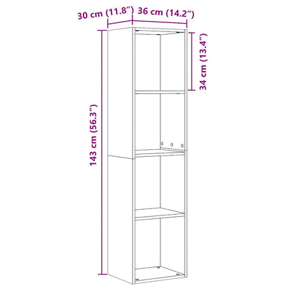 Boekenkast/tv-meubel 36x30x143cm bewerkt hout artisanaal eiken