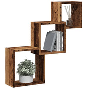 Wall shelves cube 68x15x68 cm treated wood old wood-colored