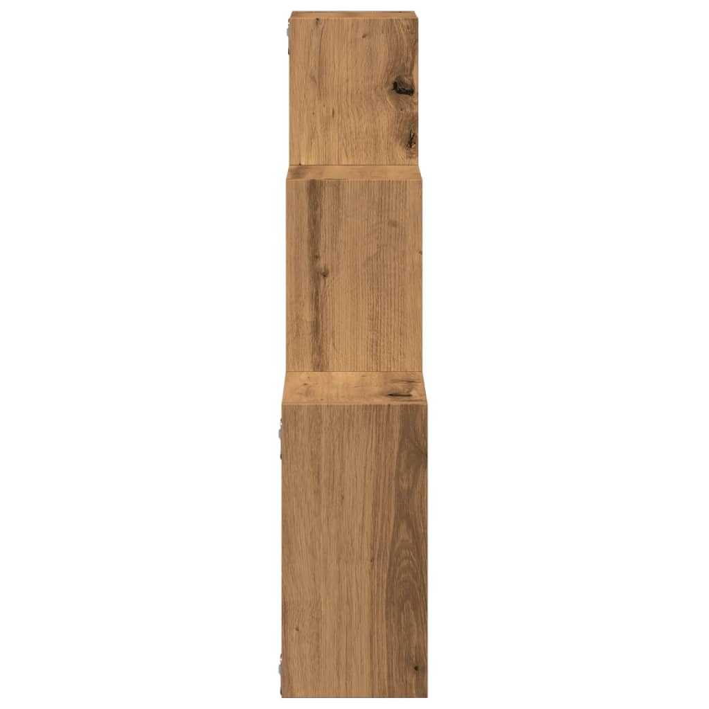 Wandplanken kubus 68x15x68cm bewerkt hout artisanaal eikenkleur