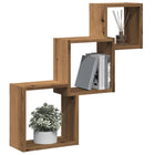Wandplank kubus 68x15x68 cm bewerkt hout eikenkleur