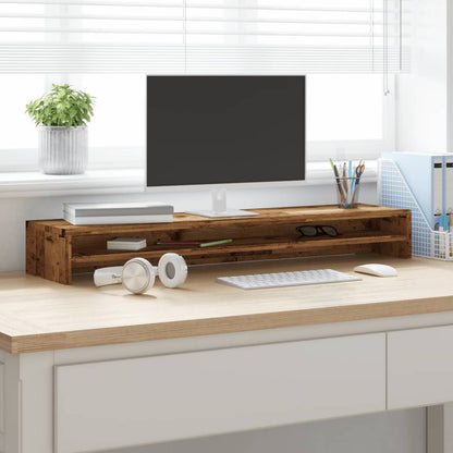 Monitorstandaard 100x24x13 cm bewerkt hout oud houtkleurig