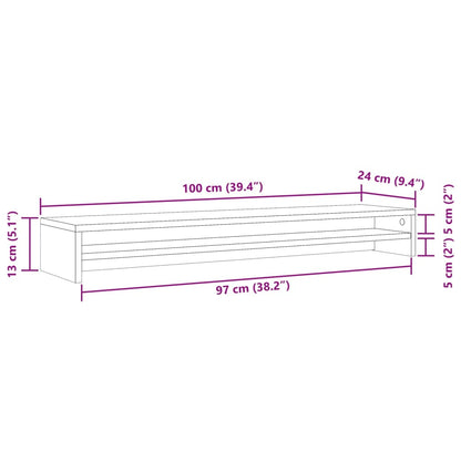 Monitorstandaard 100x24x13 cm bewerkt hout oud houtkleurig