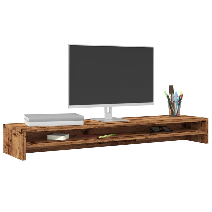Monitorstandaard 100x24x13 cm bewerkt hout oud houtkleurig