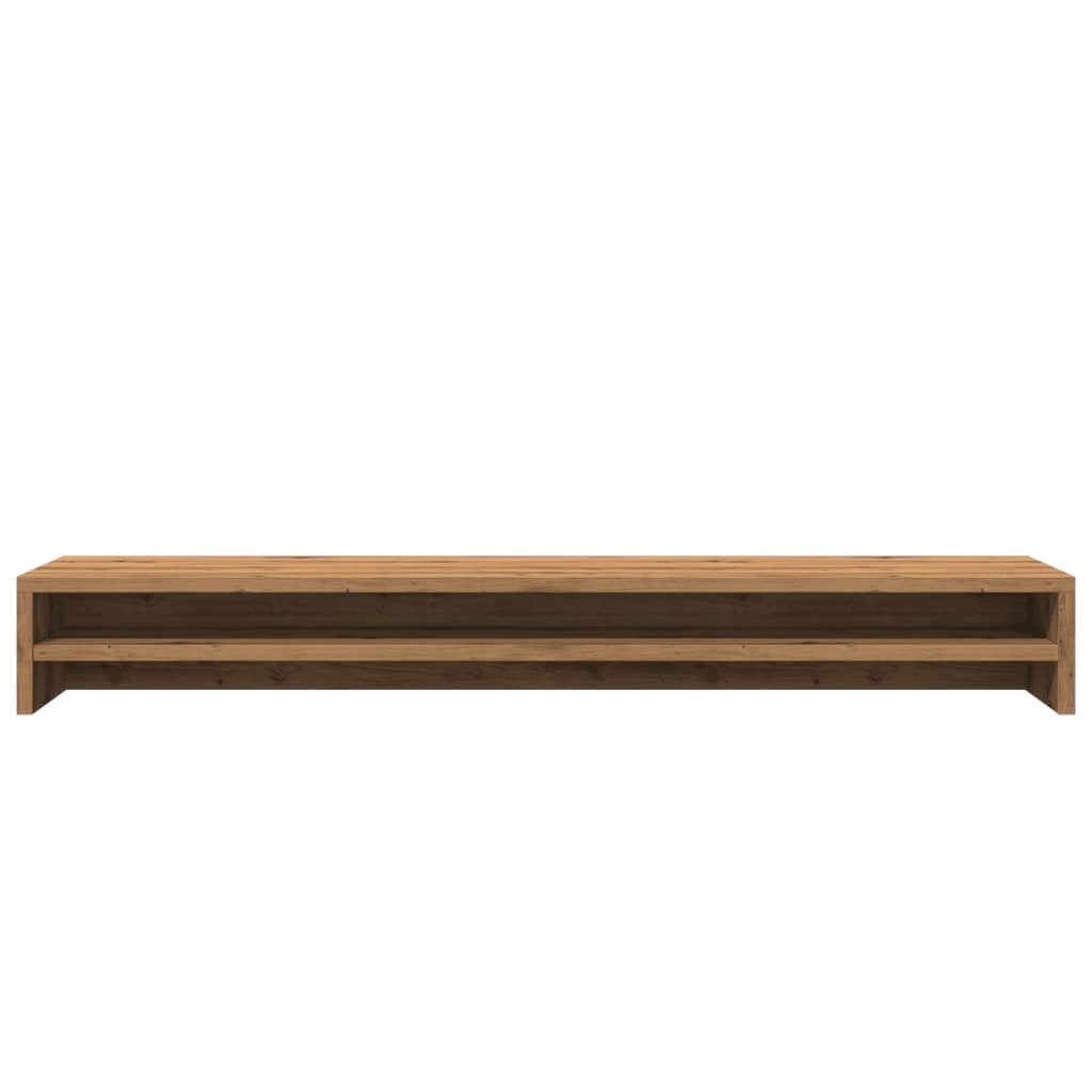 Monitorstandaard 100x24x13cm bewerkt hout artisanaal eikenkleur