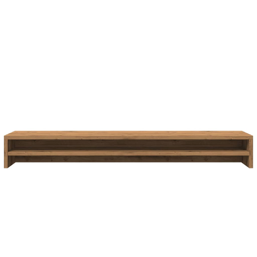 Monitorstandaard 100x24x13cm bewerkt hout artisanaal eikenkleur