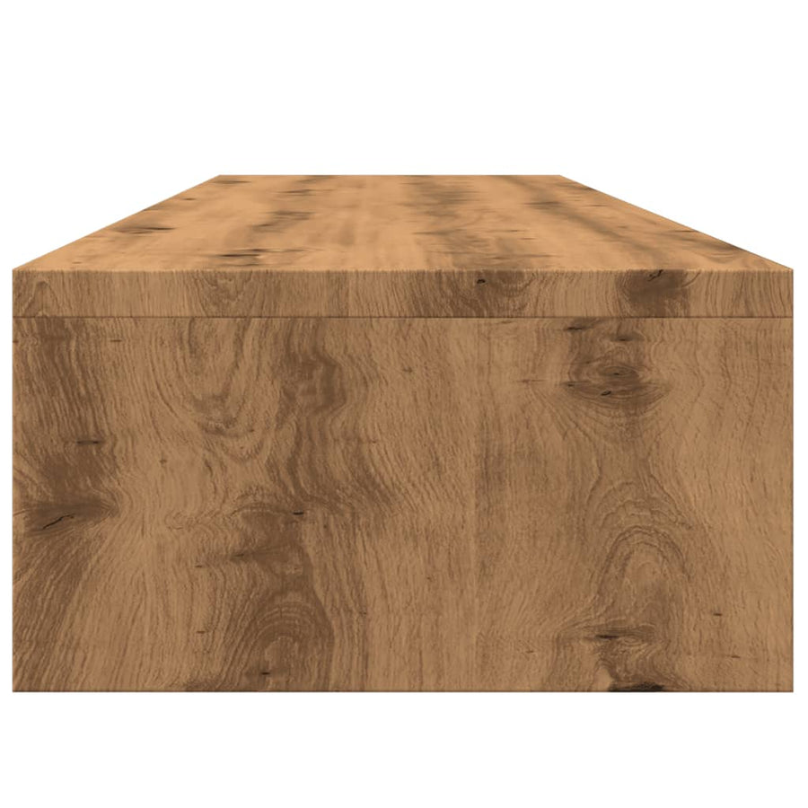 Monitorstandaard 100x24x13cm bewerkt hout artisanaal eikenkleur