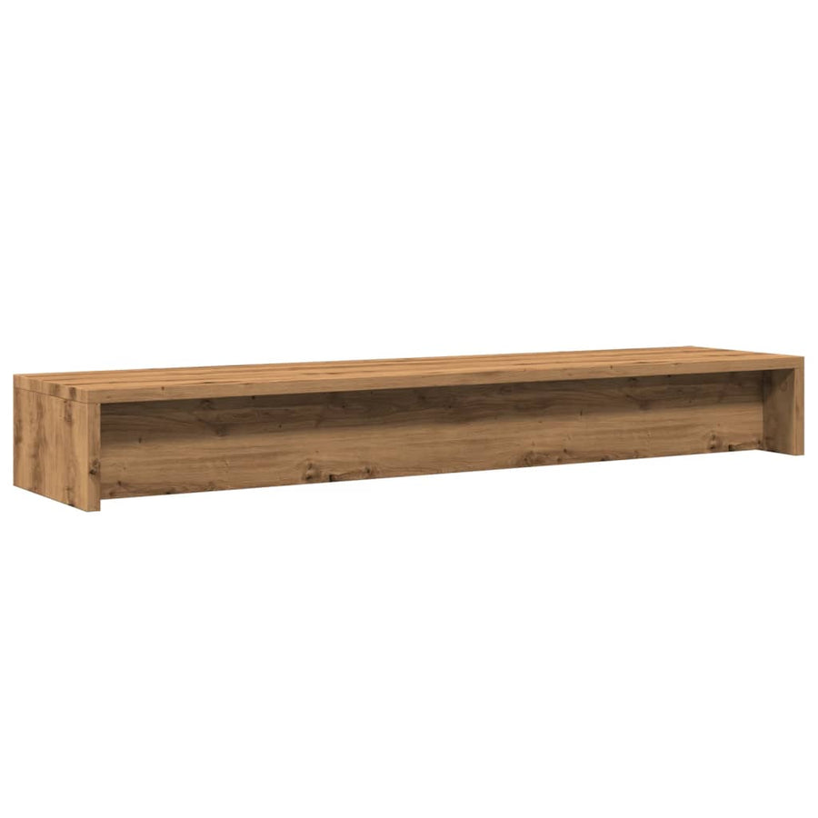 Monitorstandaard 100x24x13cm bewerkt hout artisanaal eikenkleur