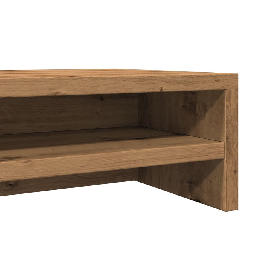 Monitorstandaard 100x24x13cm bewerkt hout artisanaal eikenkleur