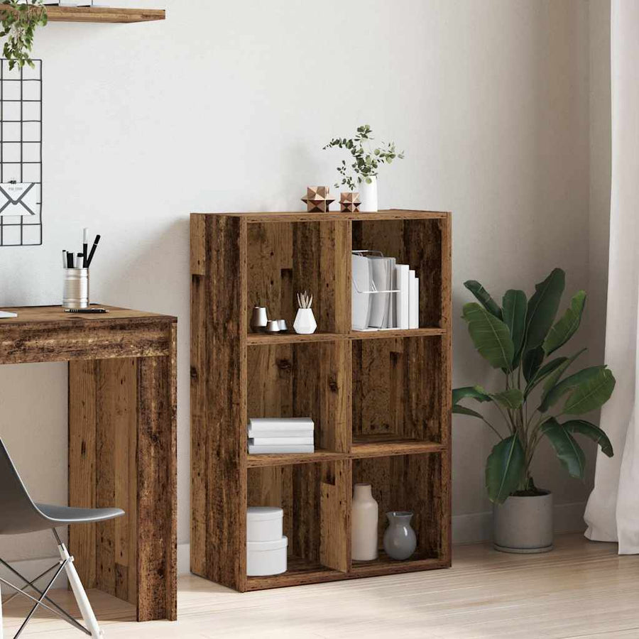 Boekenkast/dressoir 66x30x98 cm bewerkt hout oud houtkleurig