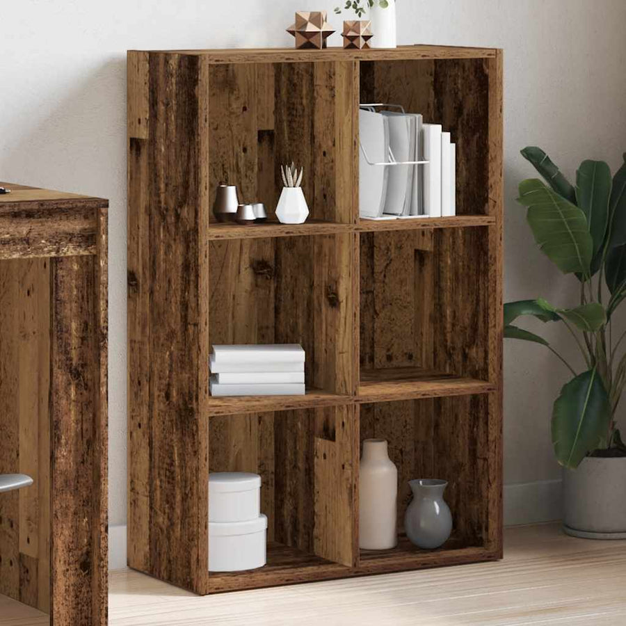 Boekenkast/dressoir 66x30x98 cm bewerkt hout oud houtkleurig