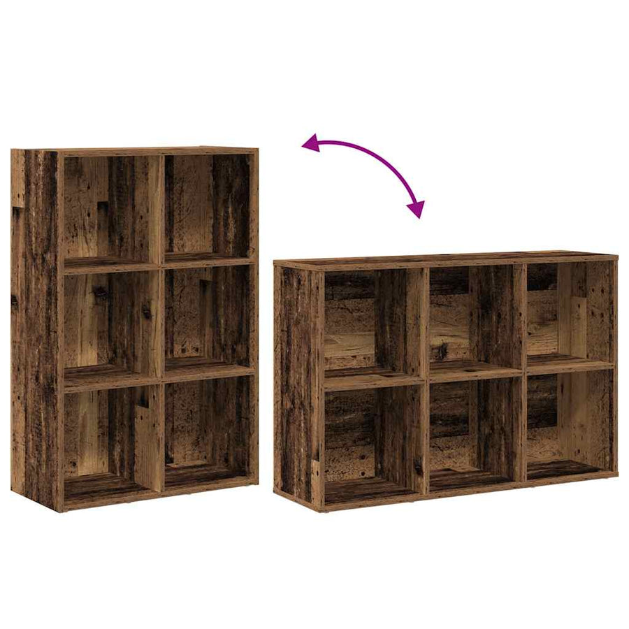Boekenkast/dressoir 66x30x98 cm bewerkt hout oud houtkleurig