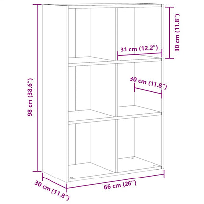 Boekenkast/dressoir 66x30x98 cm bewerkt hout oud houtkleurig