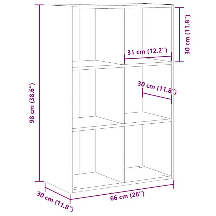 Boekenkast/dressoir 66x30x98 cm bewerkt hout oud houtkleurig