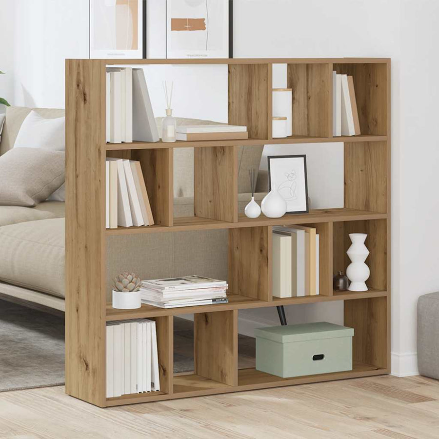 Boekenkast/kamerscherm 105x24x102 cm artisanaal eikenkleur