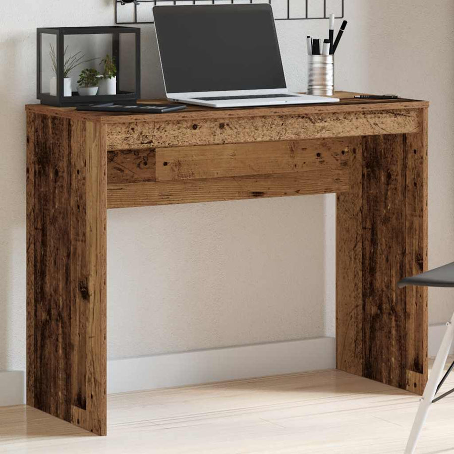 Bureau 90x40x72 cm bewerkt hout oud houtkleurig