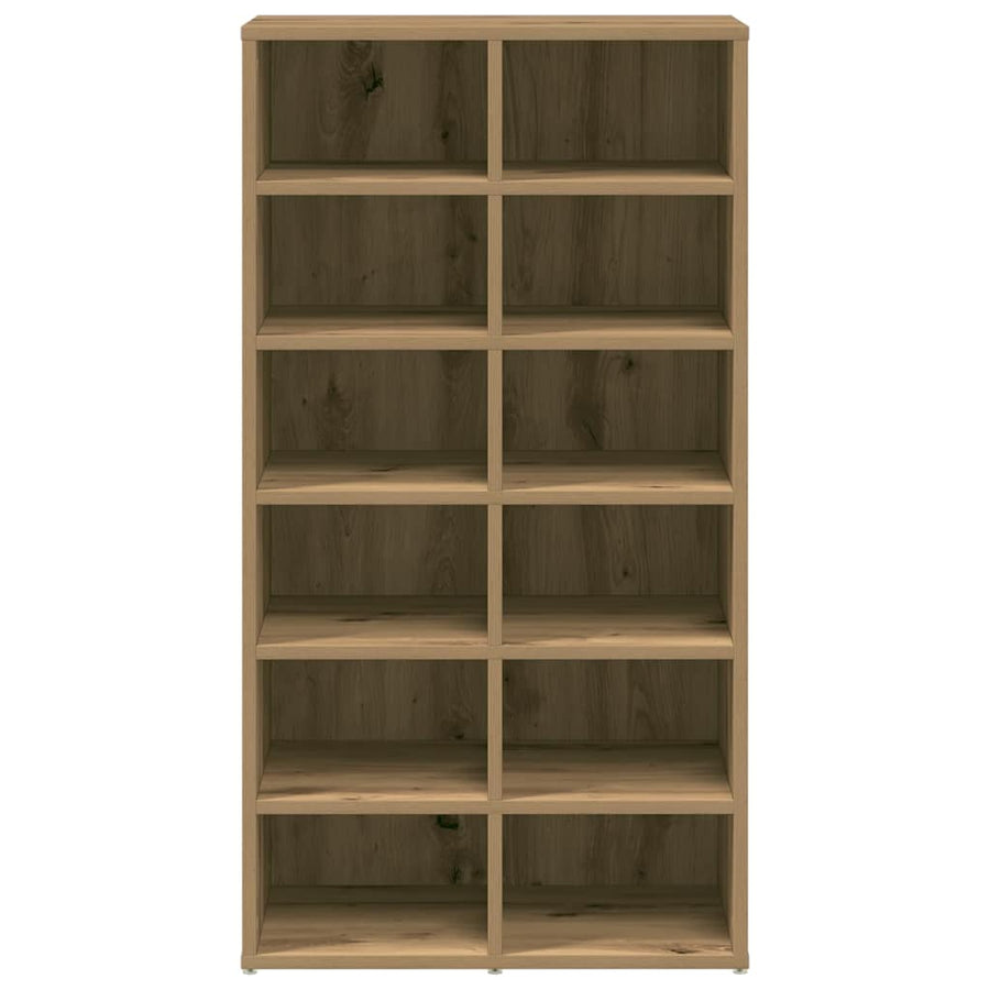 Schoenenrek 54x34x100,5 cm bewerkt hout artisanaal eikenkleur