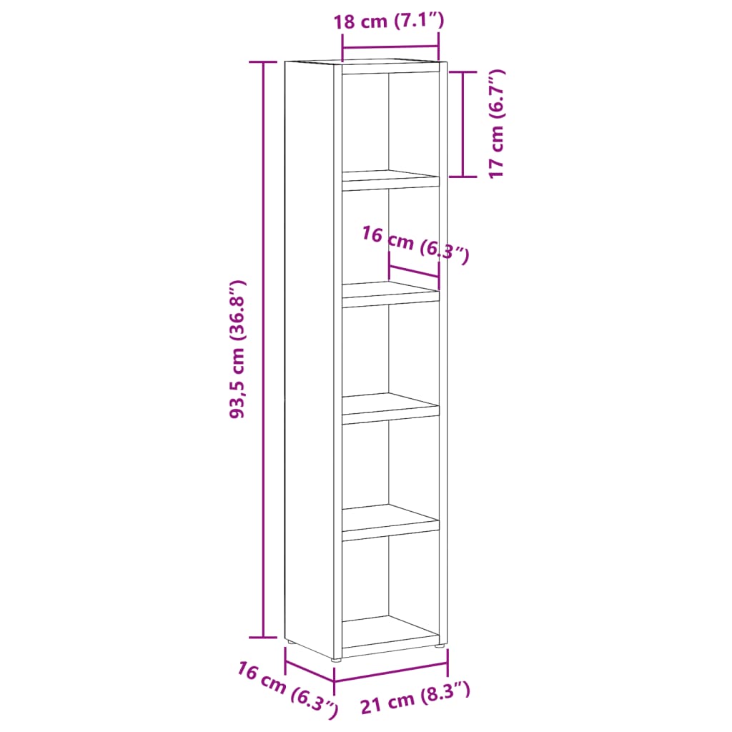 Cd-kasten 2 st 21x16x93,5 bewerkt hout oud houtkleurig