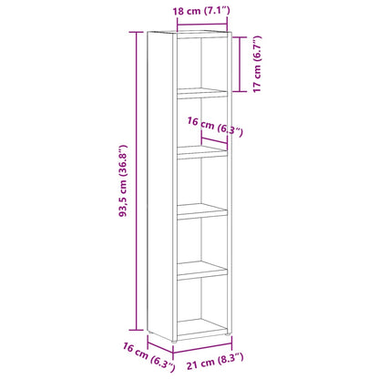 Cd-kasten 2 st 21x16x93,5 bewerkt hout oud houtkleurig
