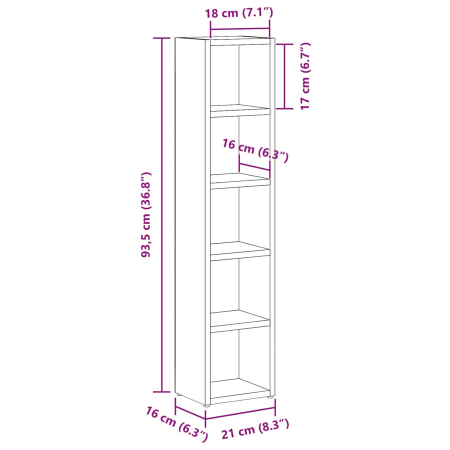 Cd-kasten 2 st 21x16x93,5 bewerkt hout oud houtkleurig