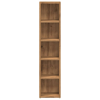 CD-kasten 2 st 21x16x93,5 bewerkt hout artisanaal eikenkleur
