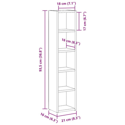CD-kasten 2 st 21x16x93,5 bewerkt hout artisanaal eikenkleur