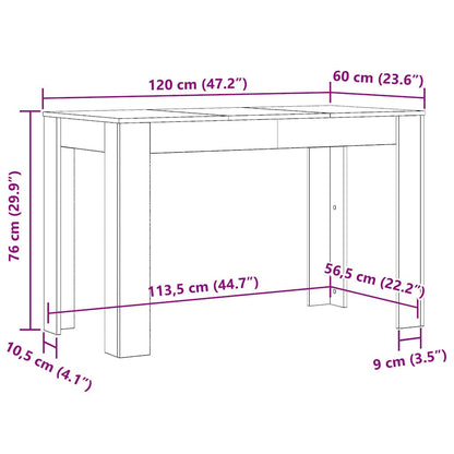 Eettafel 120x60x76 cm bewerkt hout oud houtkleurig