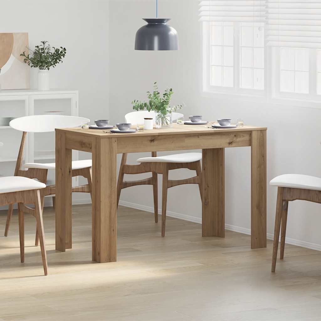 Eettafel 120x60x76 cm bewerkt hout artisanaal eikenkleur