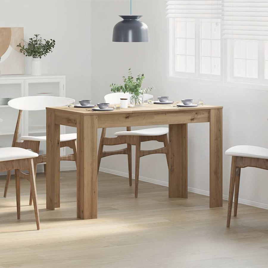 Eettafel 120x60x76 cm bewerkt hout artisanaal eikenkleur