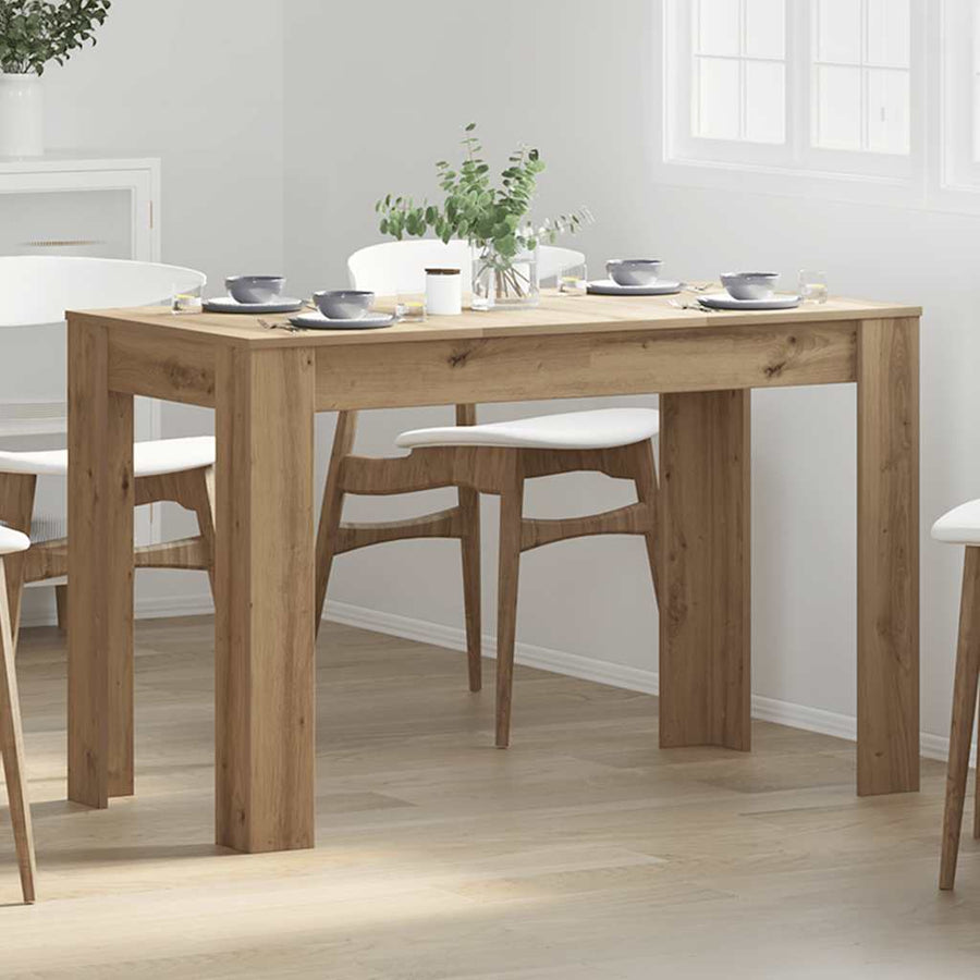 Eettafel 120x60x76 cm bewerkt hout artisanaal eikenkleur
