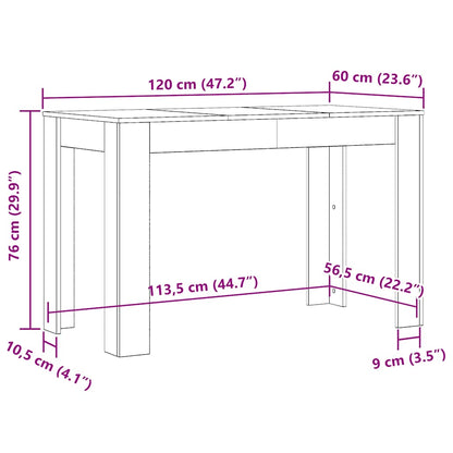 Eettafel 120x60x76 cm bewerkt hout artisanaal eikenkleur