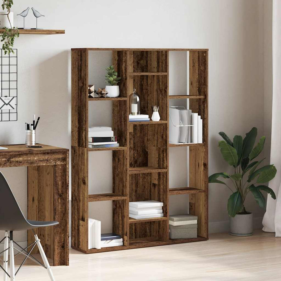 Kamerscherm/boekenkast 100x24x140 cm bewerkt hout oud hout