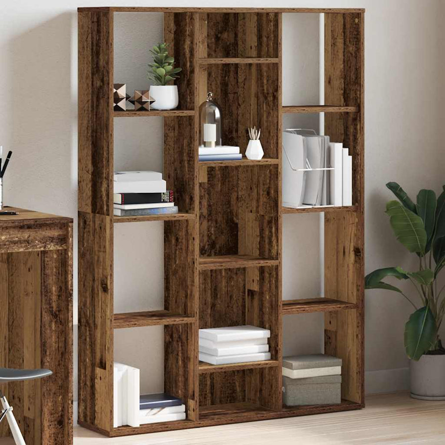 Kamerscherm/boekenkast 100x24x140 cm bewerkt hout oud hout