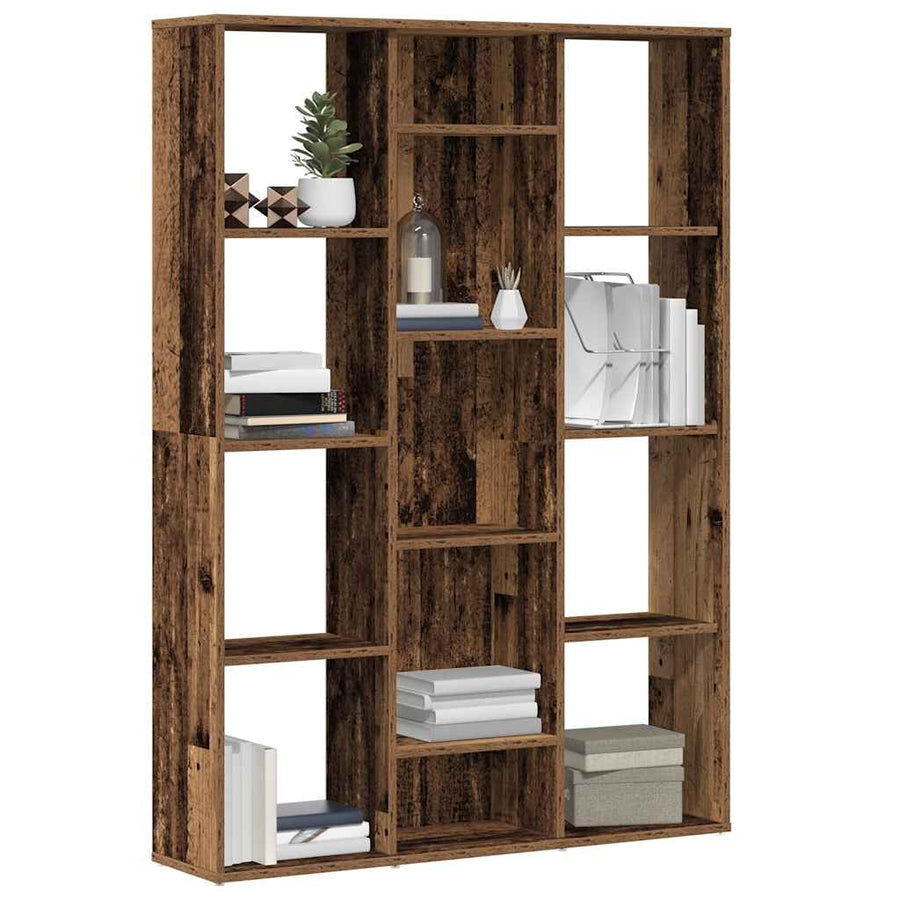 Kamerscherm/boekenkast 100x24x140 cm bewerkt hout oud hout