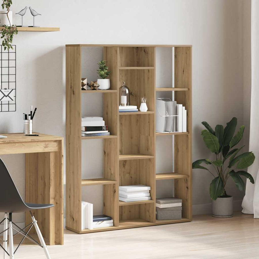 Kamerscherm/boekenkast 100x24x140 cm bewerkt hout eikenkleurig