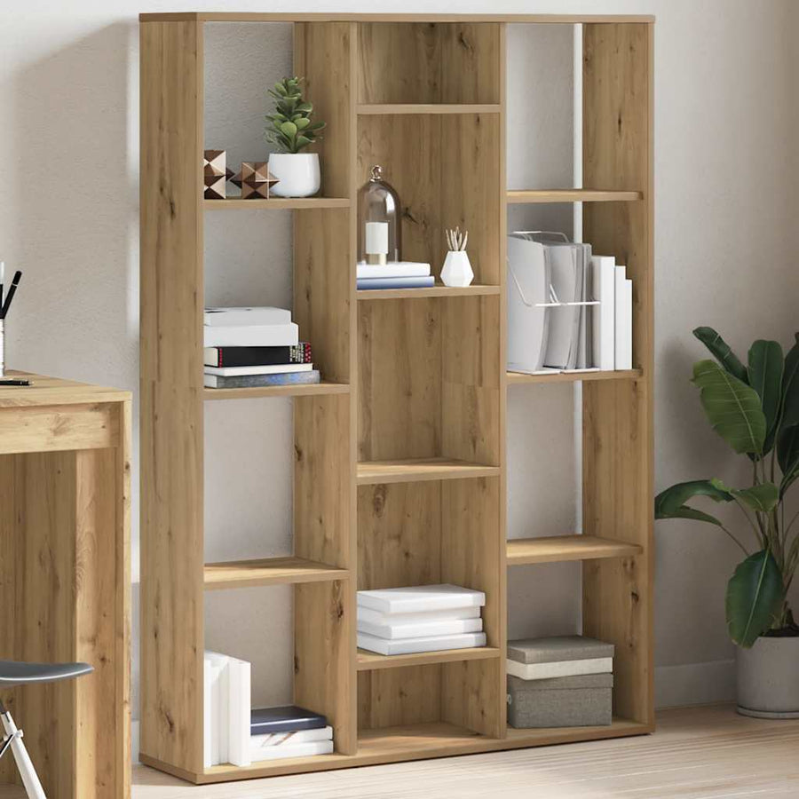 Kamerscherm/boekenkast 100x24x140 cm bewerkt hout eikenkleurig