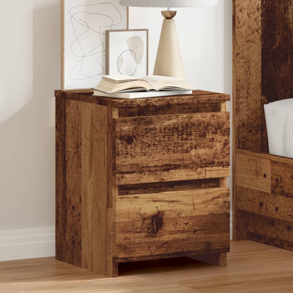 Nachtkastje 30x30x40 cm bewerkt hout oud houtkleurig