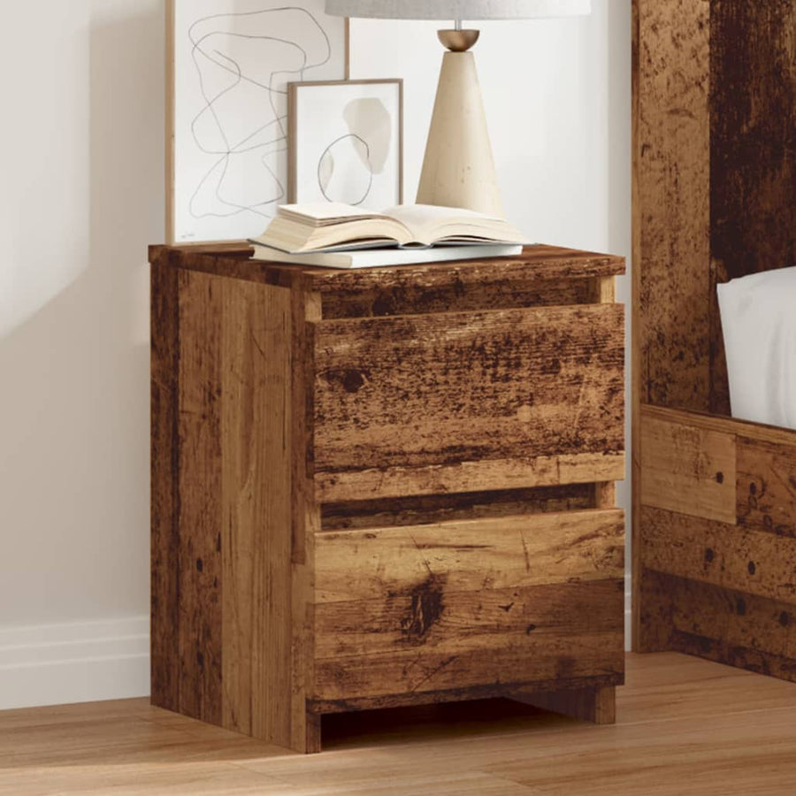 Nachtkastje 30x30x40 cm bewerkt hout oud houtkleurig